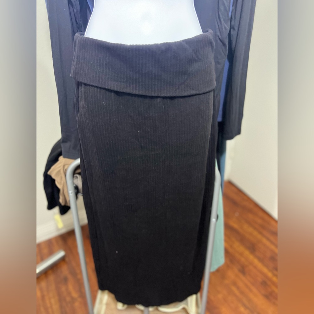 OGL Wide Rib Fold Over Convertible Midi Skirt